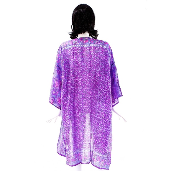 VTG 70's ZODIAC India Hand Blocked Kimono BOUTI - Picture 4 of 6